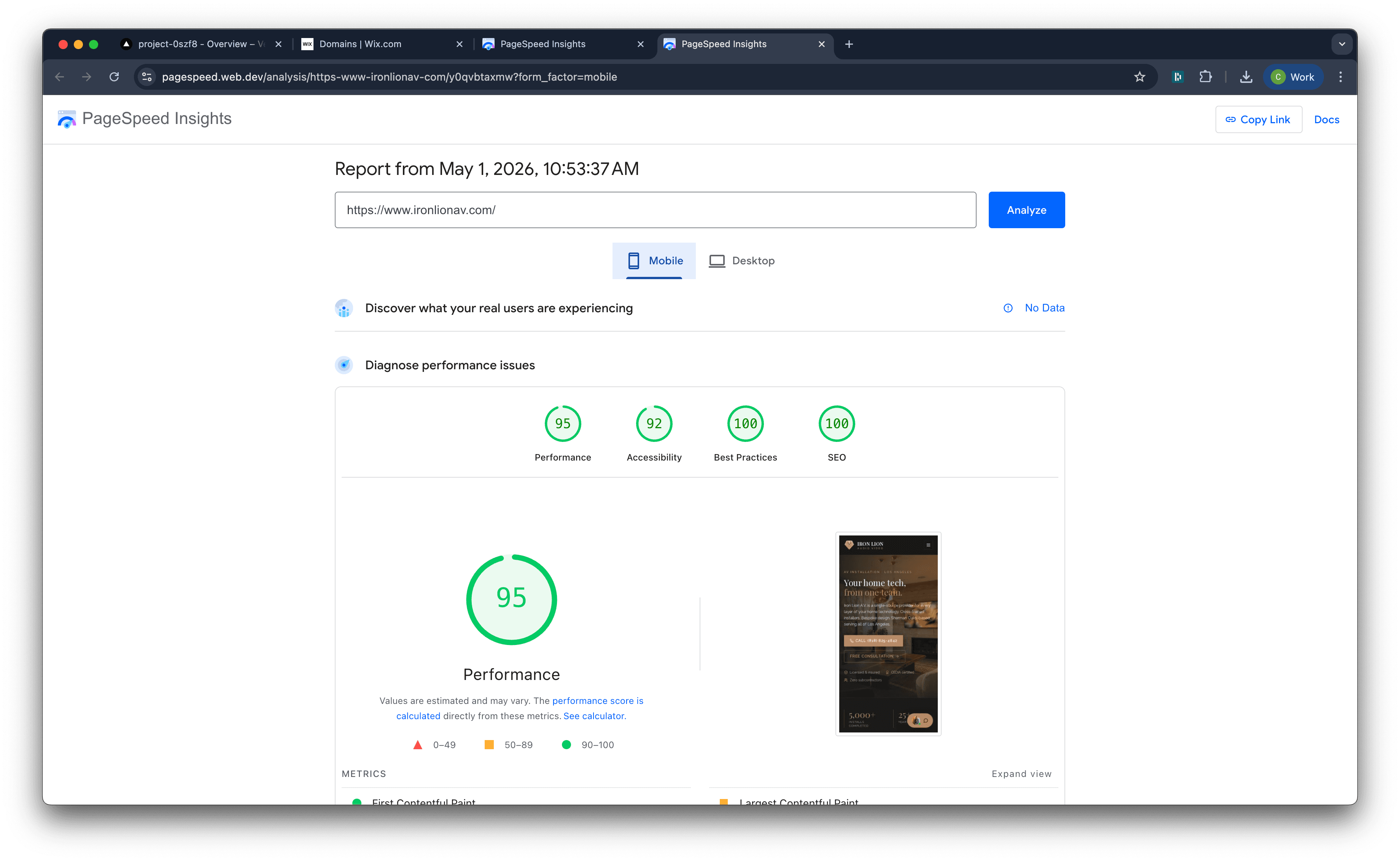 Mobile PageSpeed after rebuild